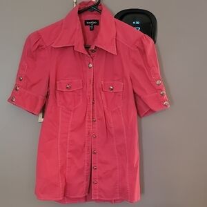Bebe Pink Button-Up Shirt